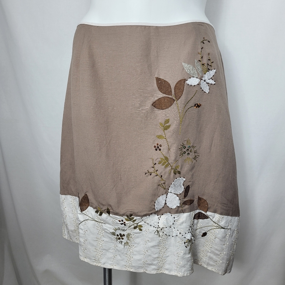 New York City Design Co Linen Blend SKIRT Womens Sz 20W Floral Beaded Embroidery - Picture 15 of 15